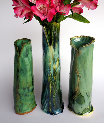 3 Green Vases 